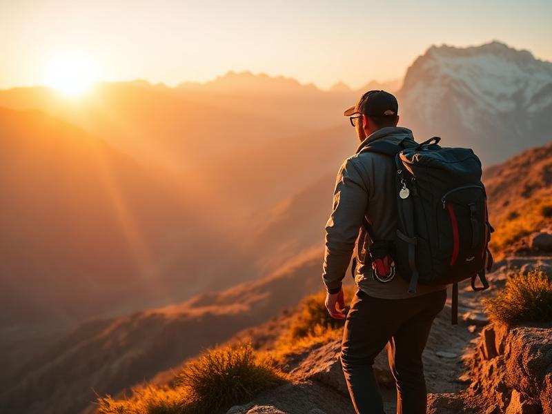 Travel backpack and hiking gear prepared for trip in India