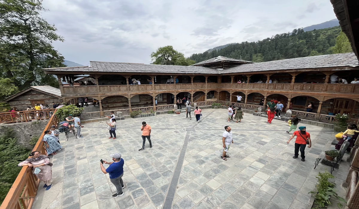Naggar Castle museum with Himalayan peaks view in Himachal Pradesh