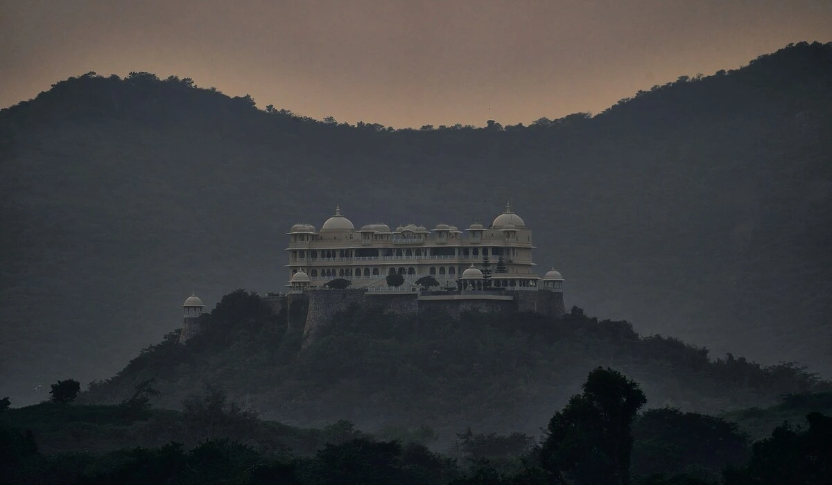 Monsoon clouds over Udaipur lakes and hills